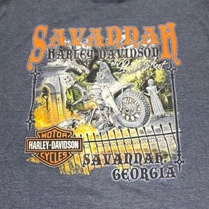 Harley-Davidson Navy T-Shirt with Orange Accents